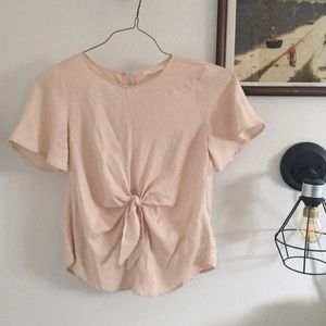 Cream Linen Tie Shirt